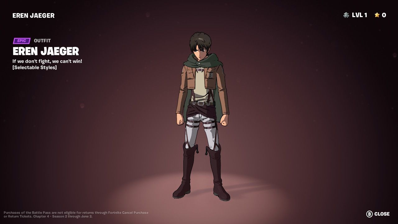 eren jaeger skin fortnite passe de batalha