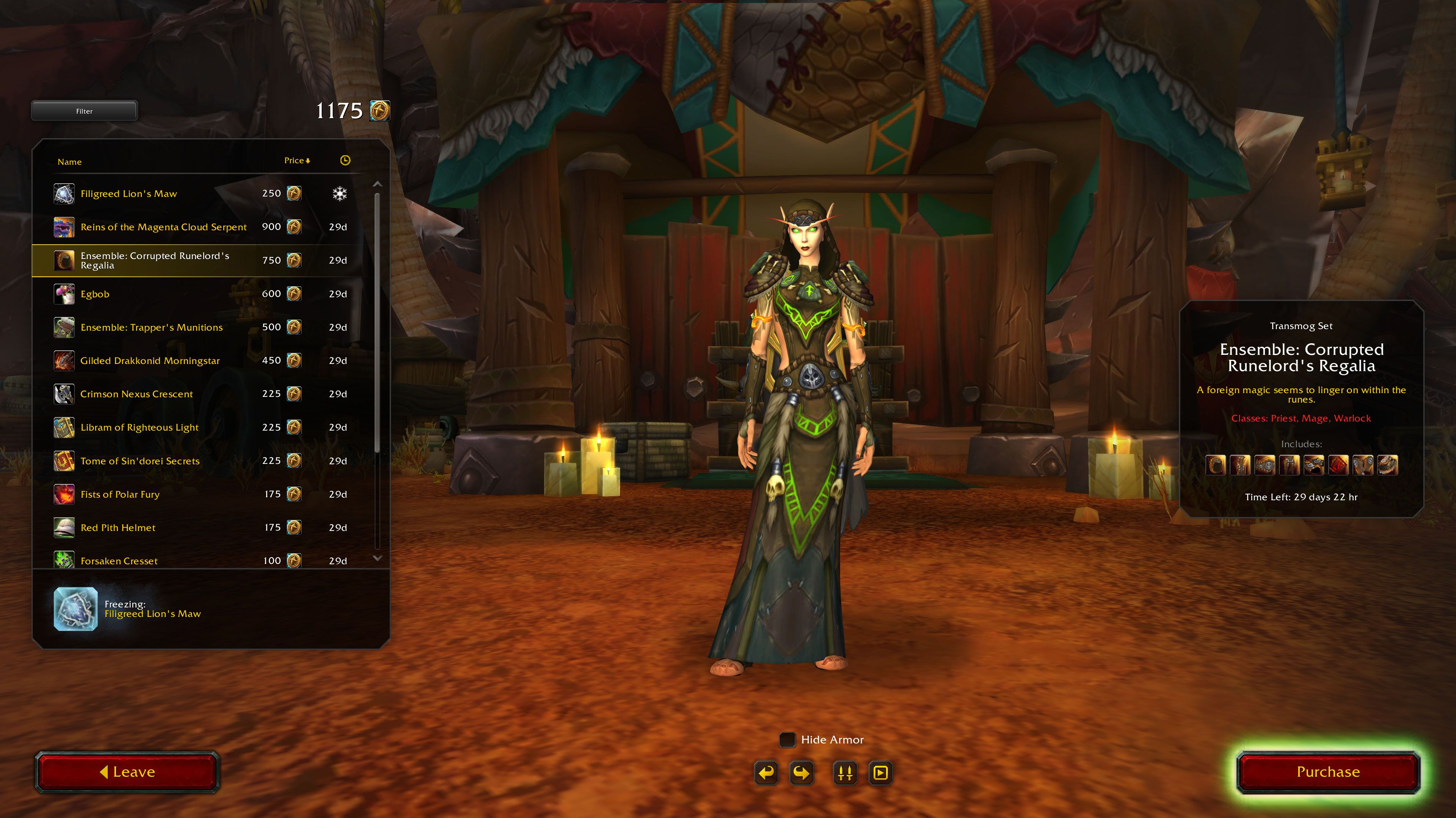 Regalia dos Runelords Corrompidos WoW