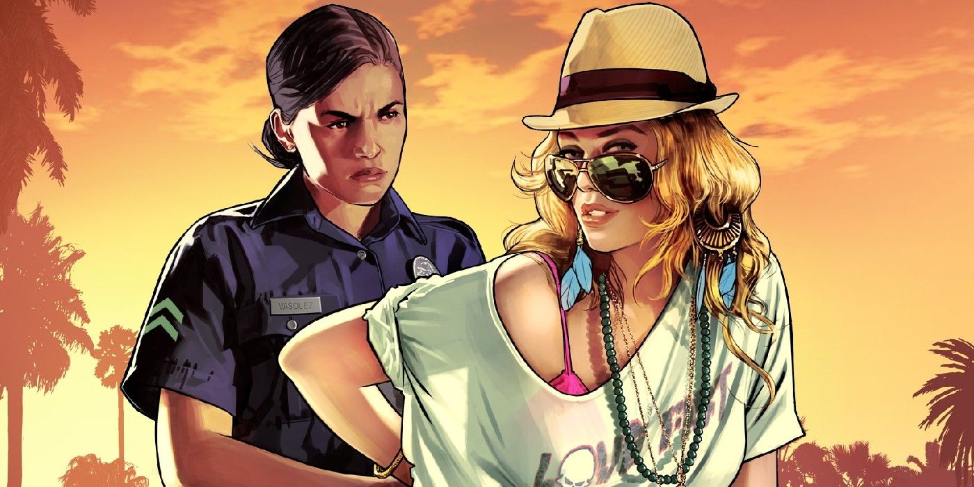 Um protetor de tela para GTA V, retratando duas personagens femininas.