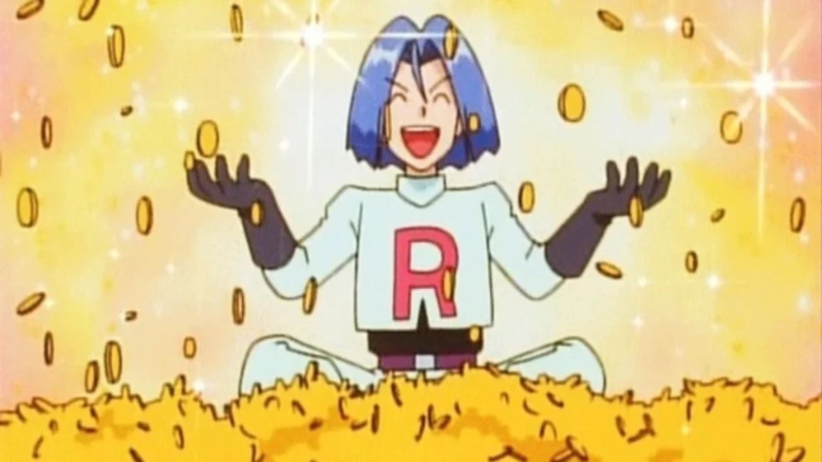 James covered in money