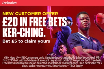 Premier League: Aposte £ 5 em futebol e ganhe £ 20 em apostas grátis com a Ladbrokes