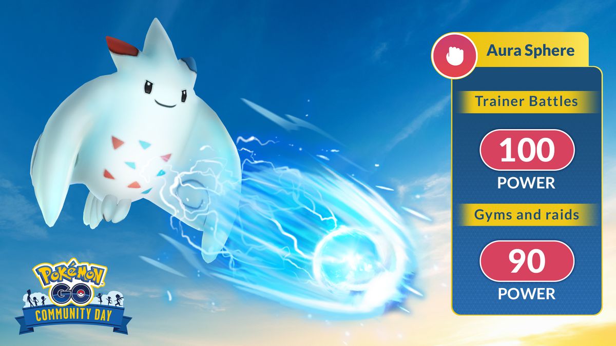 Togekiss realizando o movimento Aura Sphere em Pokémon Go