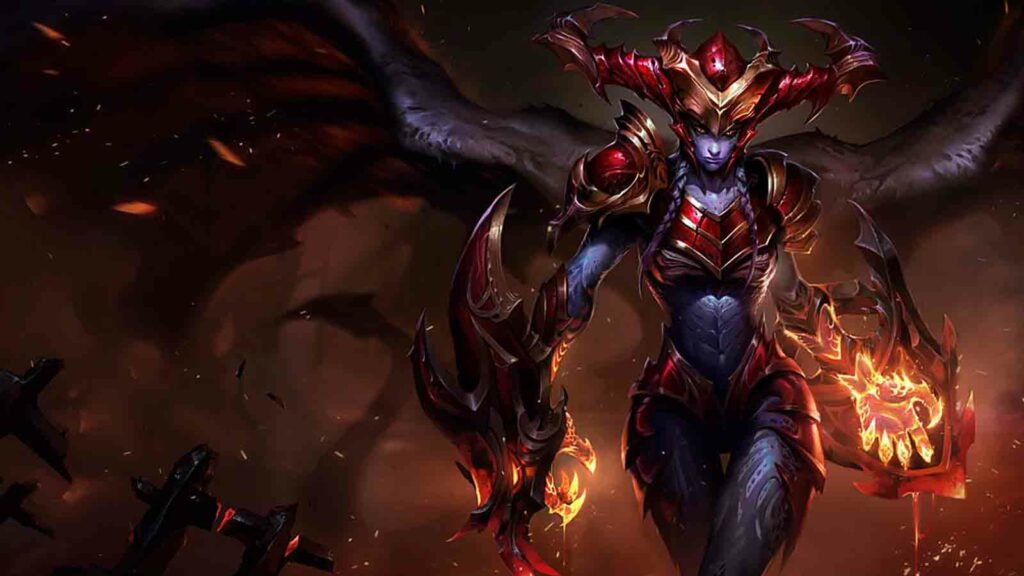 Splashart oficial do papel de parede oficial da campeã de League of Legends Shyvana