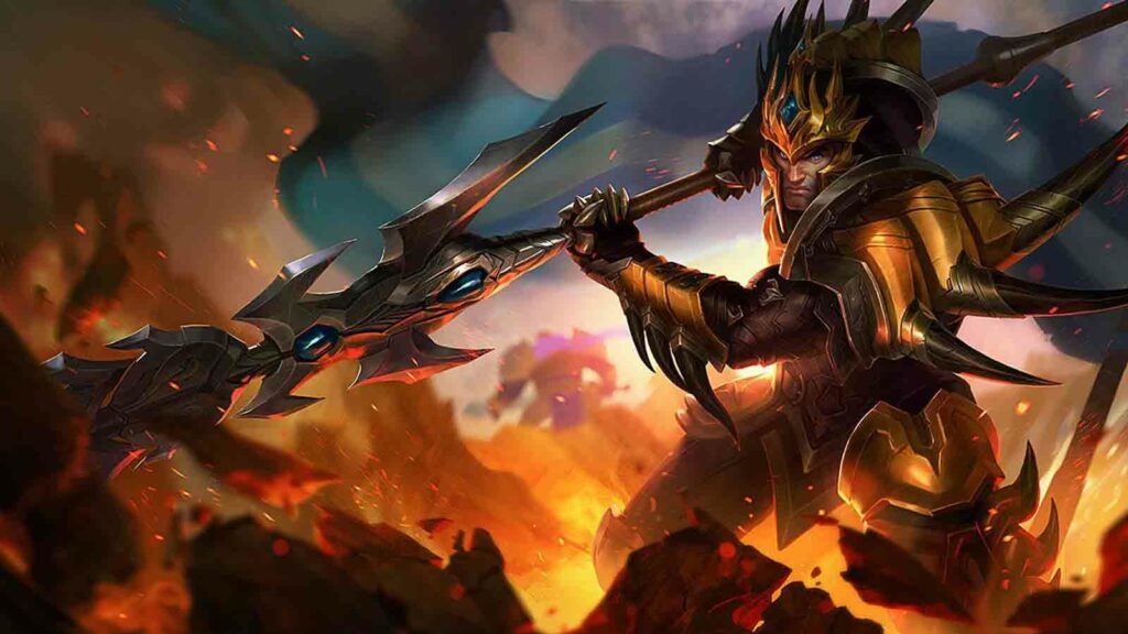 Papel de parede oficial do campeão Jarvan IV do lutador de League of Legends splashart