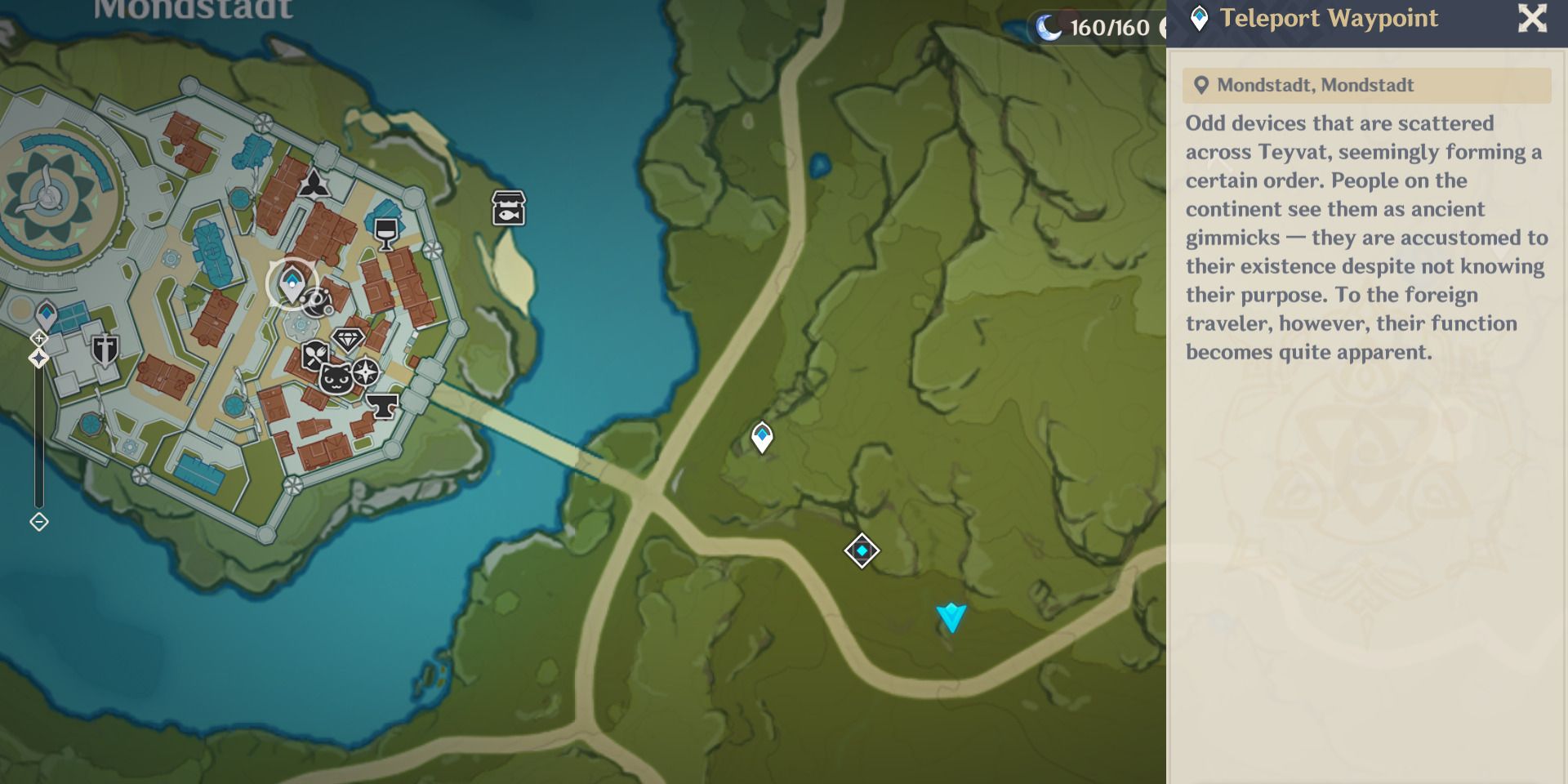 Imagem da localização no mapa de algumas Casas da Moeda em Genshin Impact.