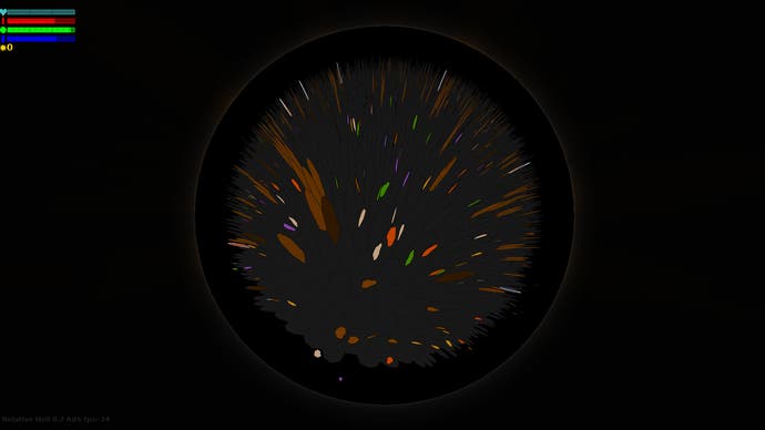 Uma captura de tela de Relative Hell, um jogo de tiro arcade que usa geometria complexa.