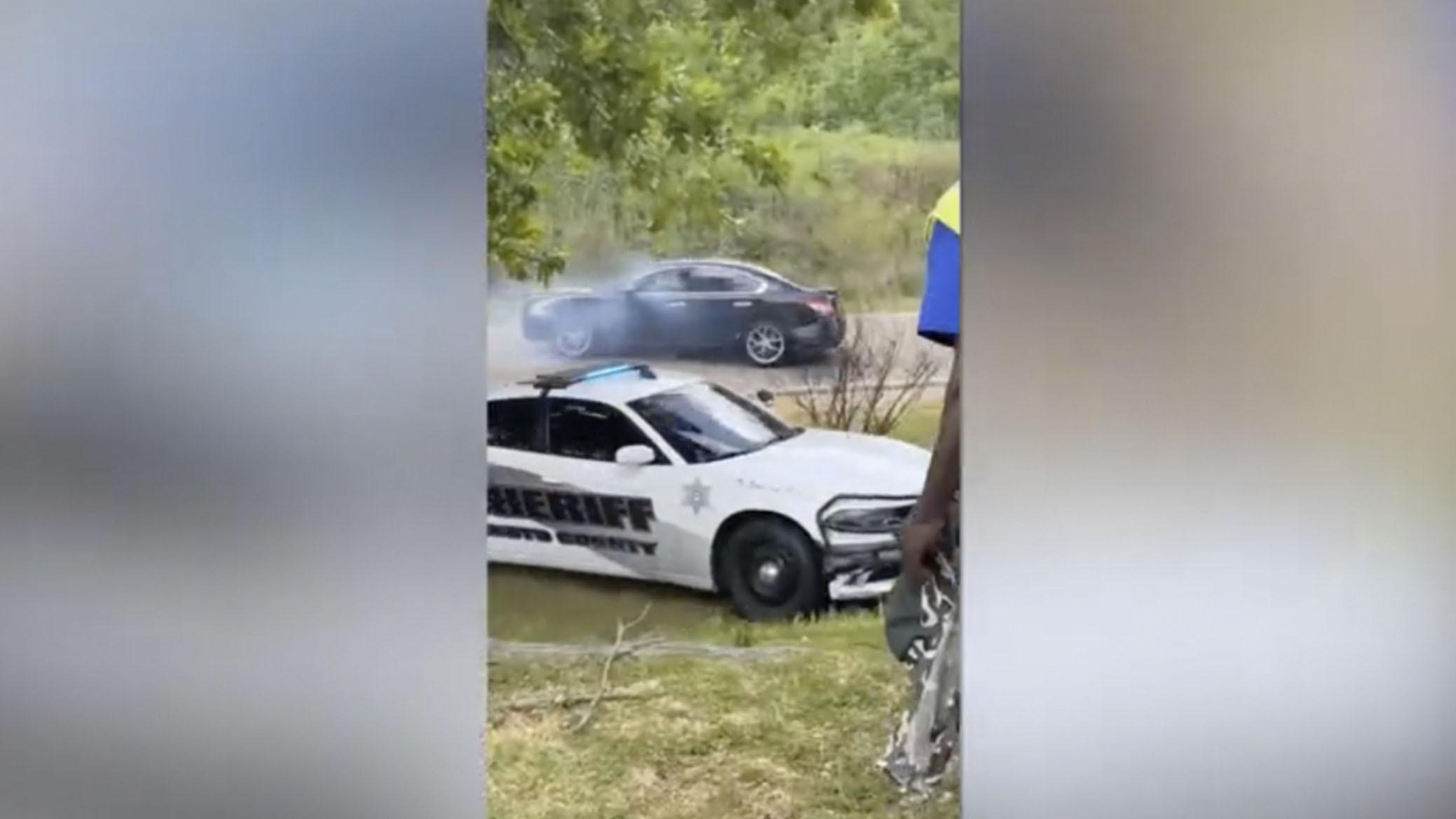 Dodge Charger Police Car Goes Flying As Chase Makes GTA V Look Tame