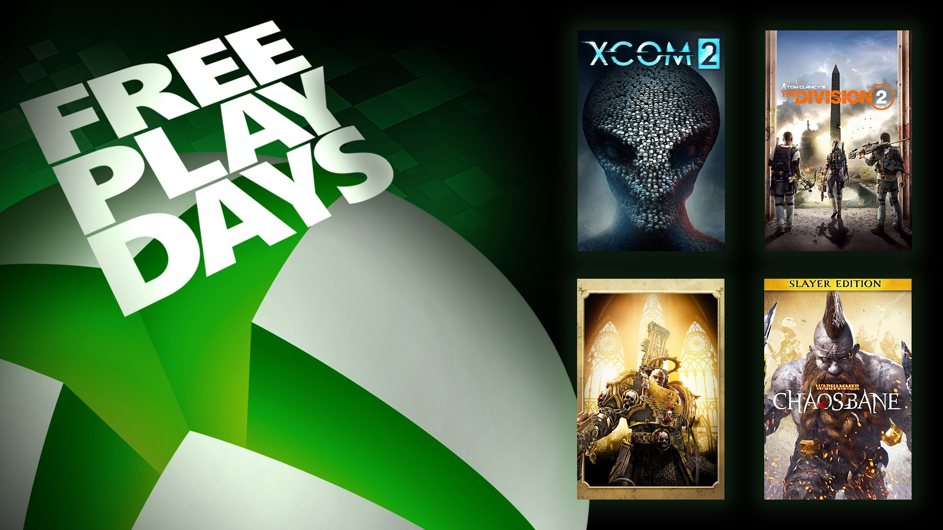 Dias de jogo grátis – XCOM 2, Tom Clancy's The Division 2, Warhammer 40.000: Inquisitor - Martyr Ultimate Edition e Warhammer: Chaosbane Slayer Edition Xbox Series X|S