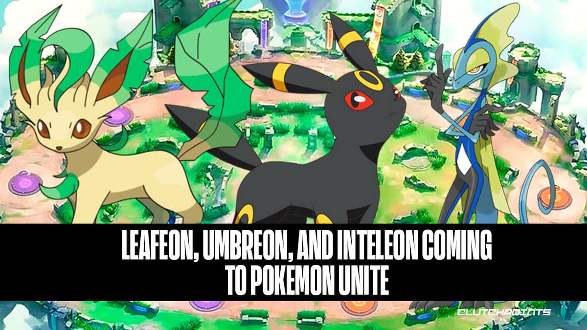 Leafeon, Umbreon e Inteleon chegando ao Pokémon UNITE