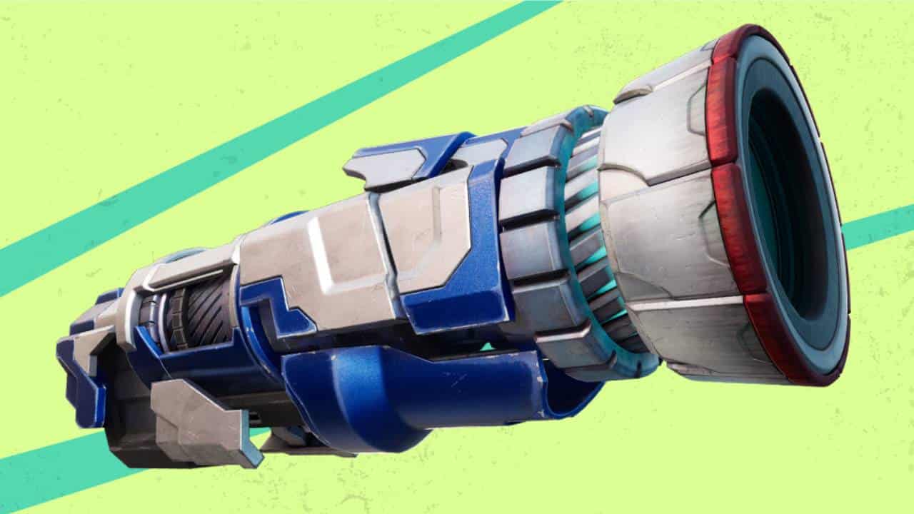 Armas Fortnite: O Canhão Cybertron em um fundo verde.