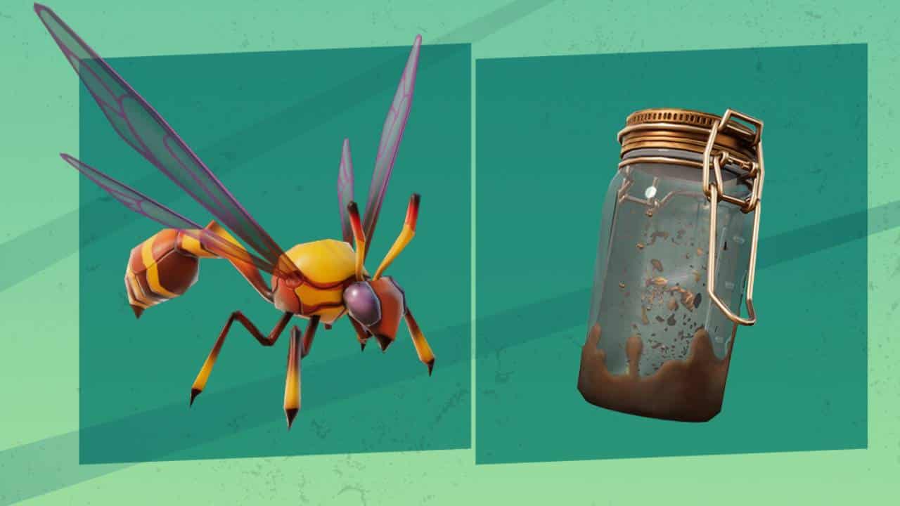 Armas Fortnite: The Wildwasp Jar em um fundo verde.