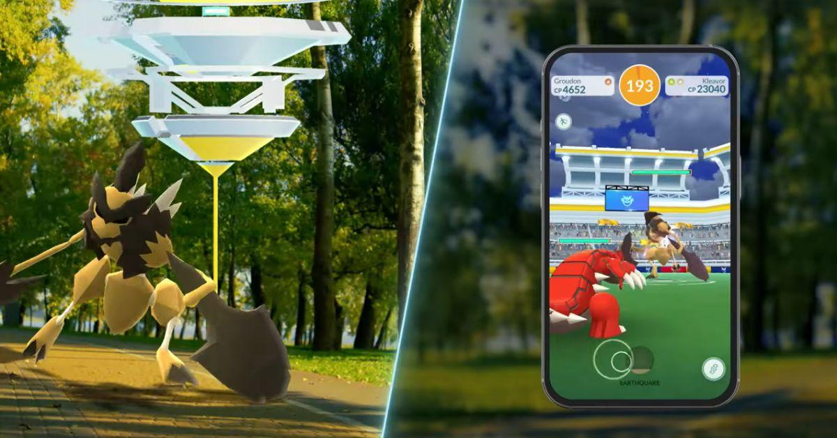 Kleavor usando um ataque no Pokémon GO.