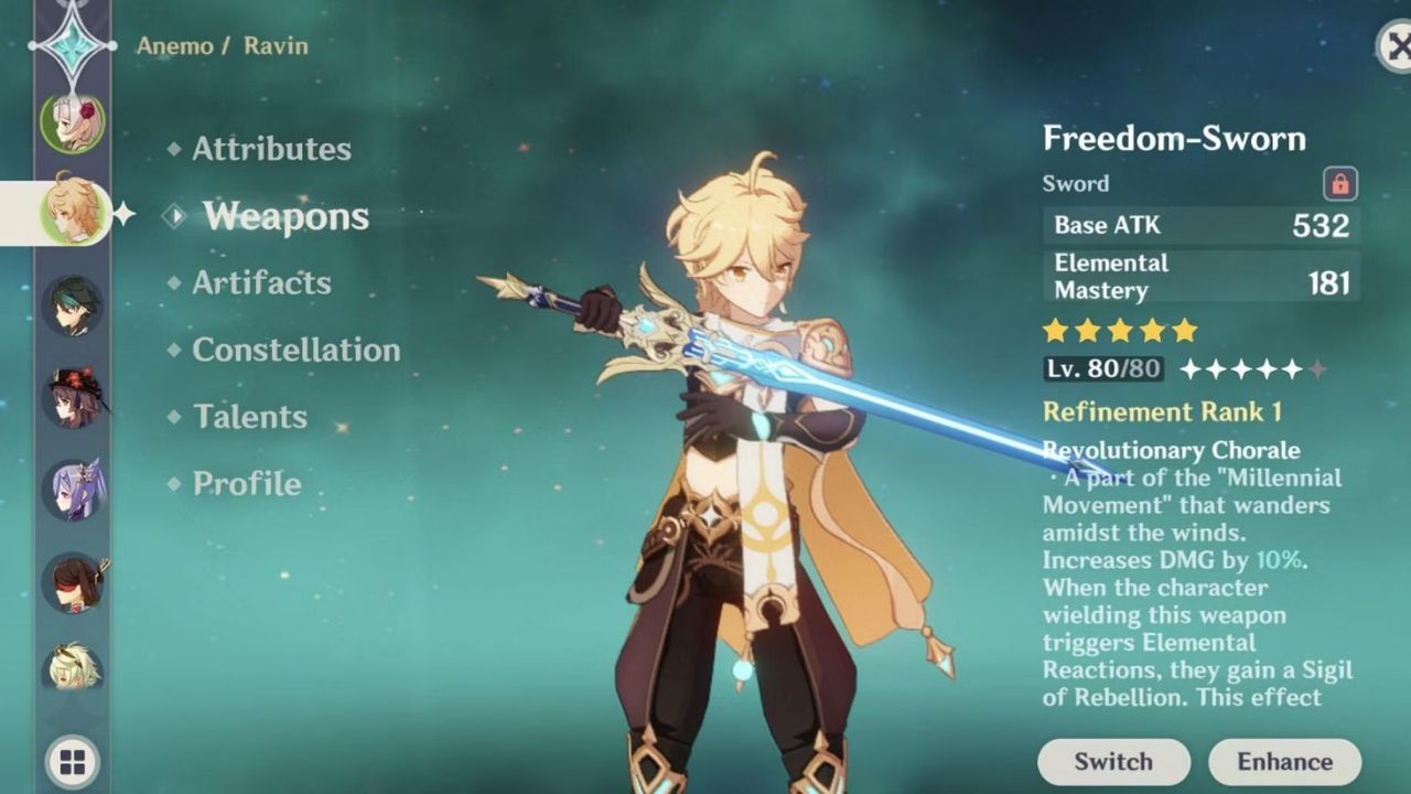 Genshin Impact Freedom Espada Juramentada – Melhores Personagens