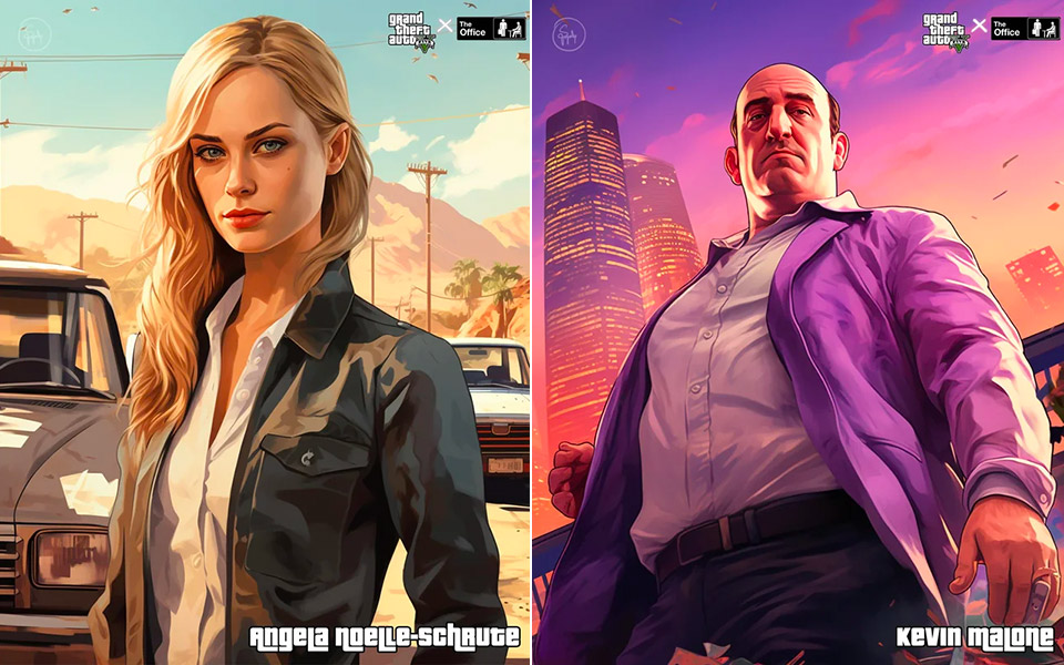 Midjourney AI The Office Elenco GTA V