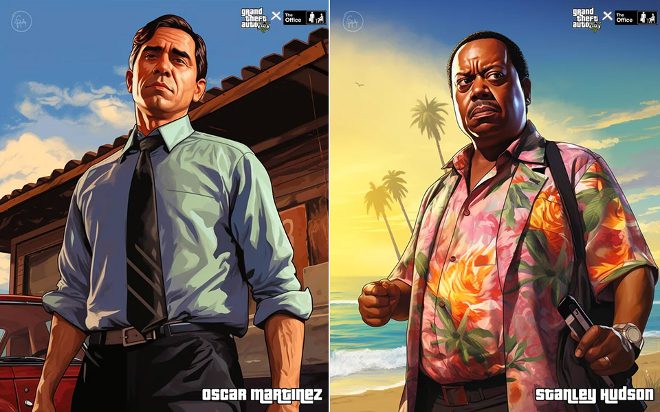 Midjourney AI The Office Elenco GTA V