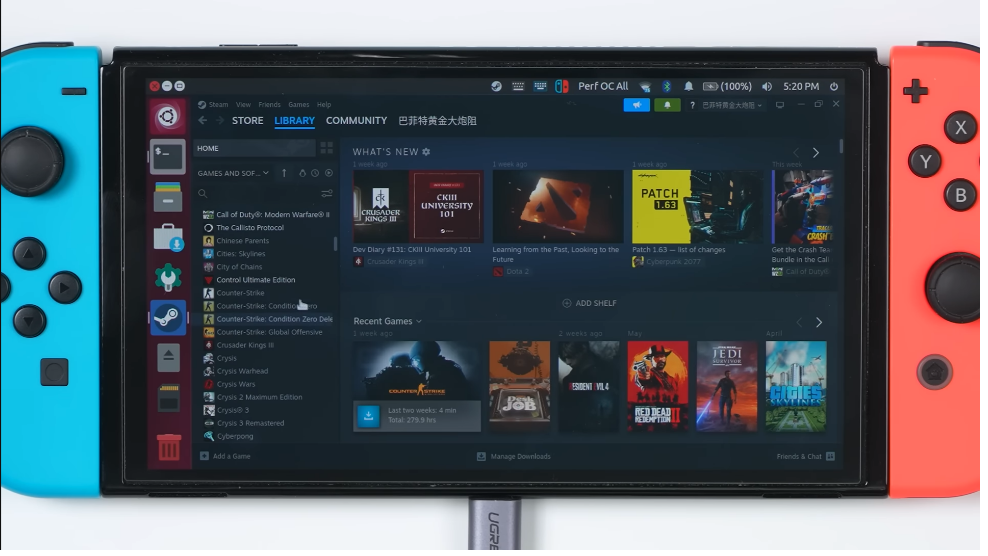 Nintendo Switch hackeado para rodar Steam, GTA 5, God of War e mais