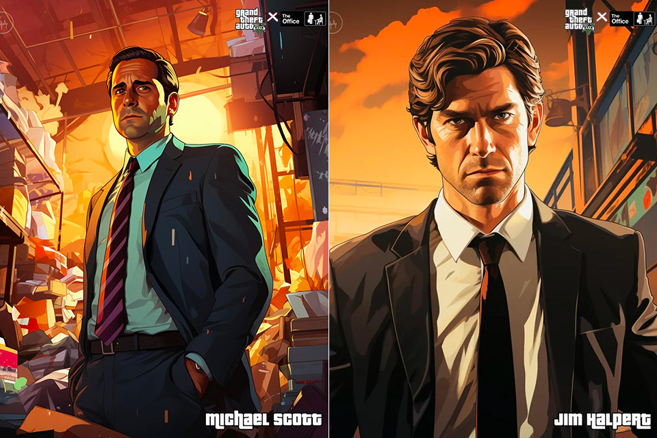 Midjourney AI The Office Elenco GTA V