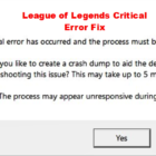 Resolvido como corrigir erro crítico de League of Legends