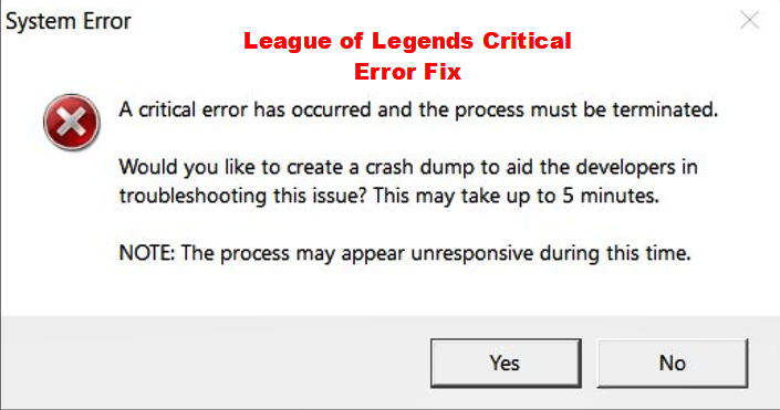 Resolvido como corrigir erro crítico de League of Legends