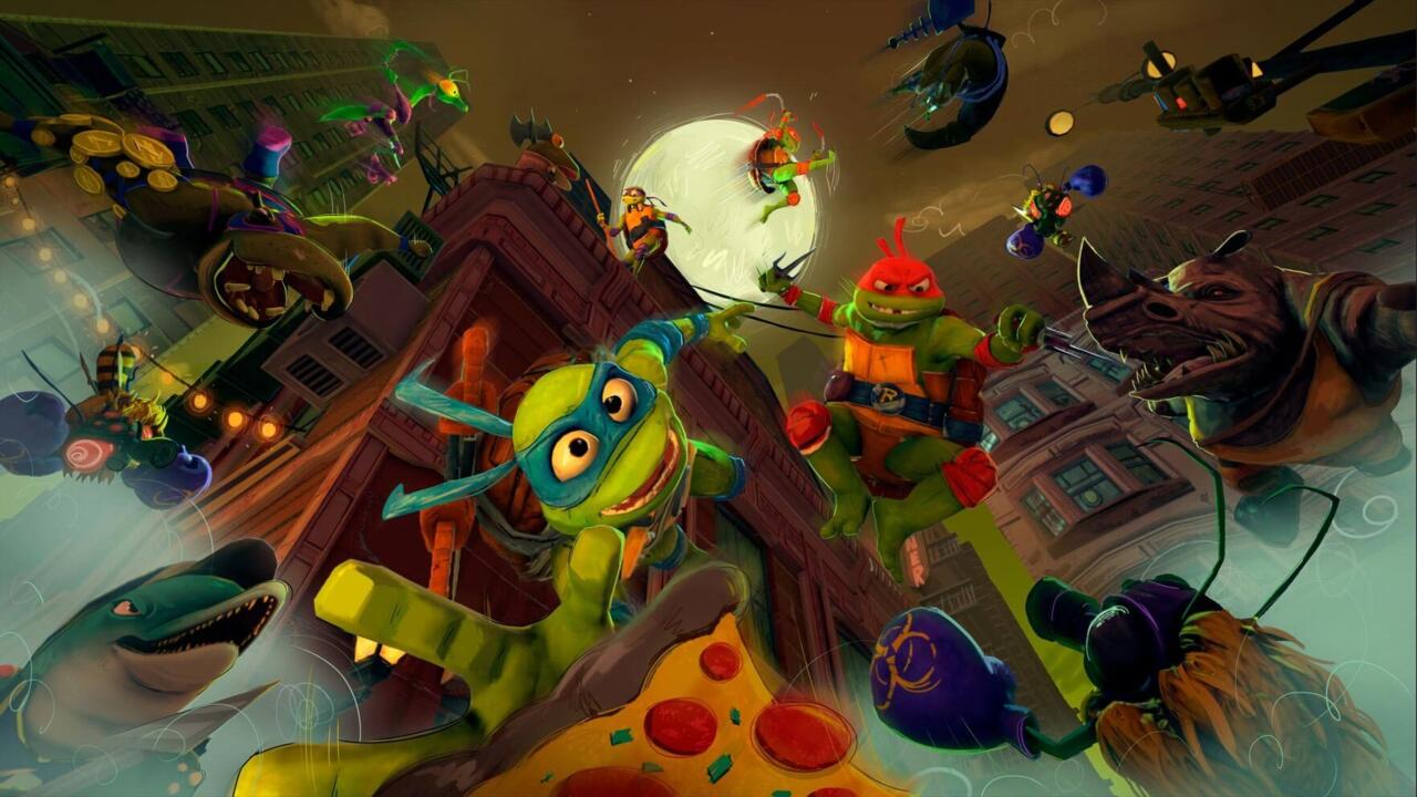 Arte principal do próximo videogame Teenage Mutant Ninja Turtles.