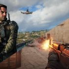 Valve vs Activision: Quem realmente se destaca no mundo dos games? Split-screen image showing a Black Ops 7 soldier in tactical gear alongside first-person shooter gameplay